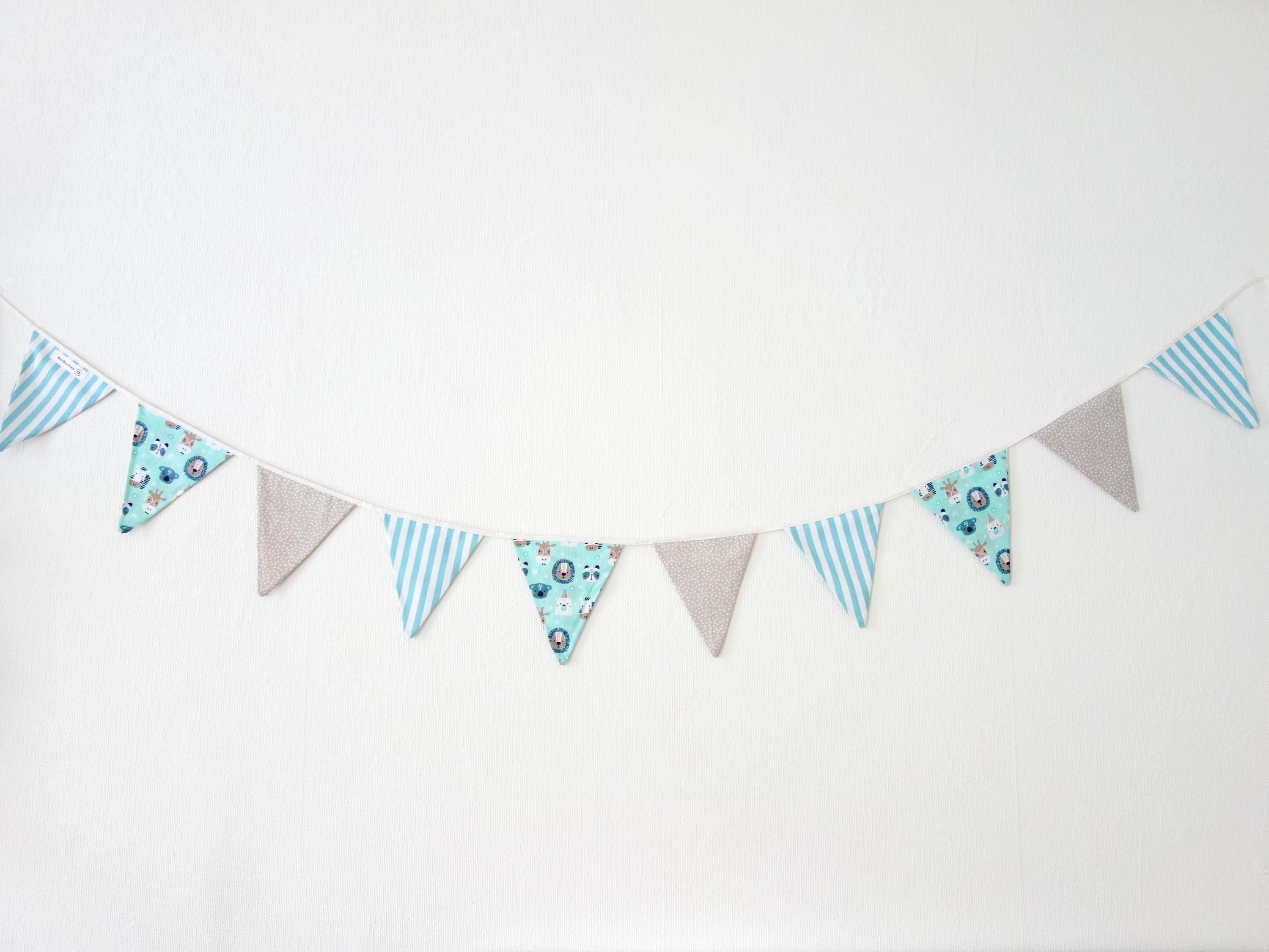 Bunting children's rooms and party decoration. Garland animals: 118.11" inches long with 10 pennants.
