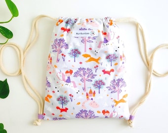 Mini gym bag Princesses for little kids. Cotton bag. Gift for children's Birthday, Easter, Daycare, Christmas