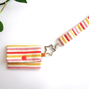 Monedero Rayas. Set de monedero y llavero. Cartera para niñas y niños. Regalo para Pascua/Cumpleaños