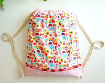 Sac de sport pour filles animaux. Petit sac en tissu. Sac de sport en coton avec doublure intérieure. Cadeau pour les enfants