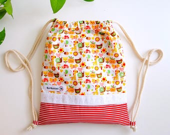 Mini gym bag Animals for little kids. Cotton bag. Gift for children's Birthday, Easter, Daycare, Christmas