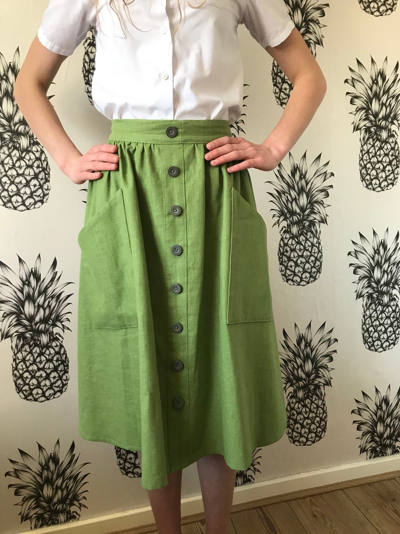 Linen Skirt With Pockets and Optional Buttons Sizefriendly Etsy UK