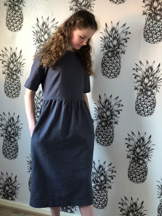 Linen Dress With Pockets, Minimalist, Modest, Loose Fitting, Customizable  and Made to Order in Sussex, UK 