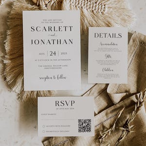 Minimalist Wedding Invitation Suite: Modern Elegant Invites (Digital or Printed)