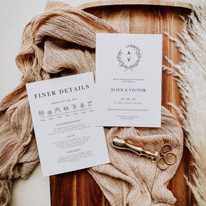 Minimalist Wedding Invitation Suite: Modern Elegant Invite (Digital or Printed)