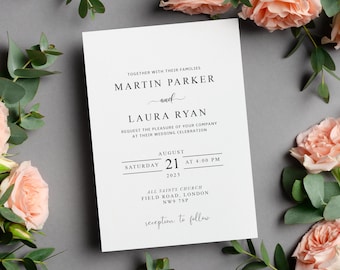 Minimalist Wedding Invitation: Personalized A5 Printed Invite