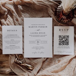 Minimalist Wedding Invitation Suite: Modern Elegant Invite (Digital or Printed)