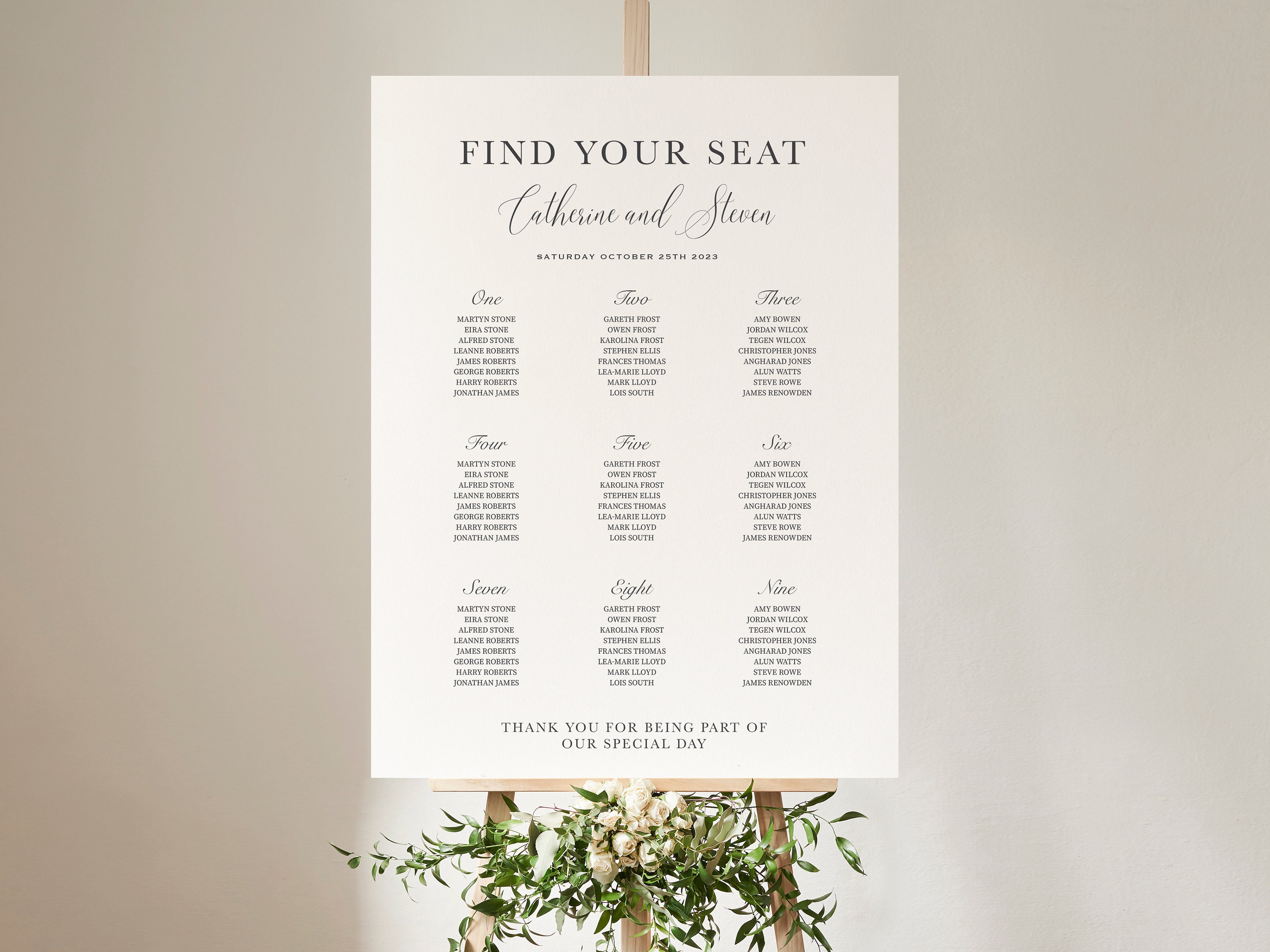 Personalized Wedding Seating Chart: Minimalist Modern