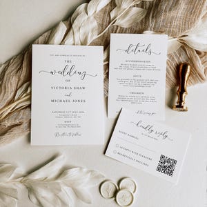 Minimalist Wedding Invitation Suite: Modern Elegant Invites (Digital or Printed)