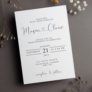Minimalist Wedding Invitation: Personalized A5 Printed Invite