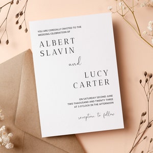 Minimalist Wedding Invitation: Personalized A5 Printed Invite