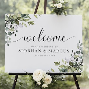 Eucalyptus Wedding Welcome Sign: Canvas, Foam Board or Art Print (Digital Option)
