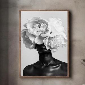 Black woman wall art | PHYSICAL PRINT POSTER | Floral wall art  | African portrait | Black art print | Black woman flowers art print