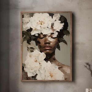Black woman wall art | PHYSICAL PRINT POSTER | Floral wall art  | African portrait | Black art print | Black woman flowers art print