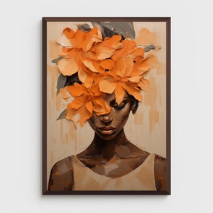 Black woman wall art | PHYSICAL PRINT POSTER | African portrait | Black art print | Black woman flowers art print