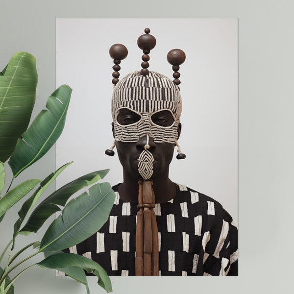 African tribal mask printable art | DIGITAL DOWNLOAD | Photography artwork | African portrait | Black art | African man wall art