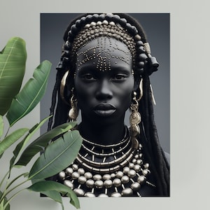 Afrikanische Frau Kunstdruck | PHYSISCHES DRUCKPOSTER | Afrocentric Wandkunst | Afrikanisches Porträt | Schwarzer Kunstdruck | Afrikanische Frau Wandkunst
