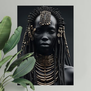 Afrikanische Frau Kunstdruck | PHYSISCHES DRUCKPOSTER | Afrocentric Wandkunst | Afrikanisches Porträt | Schwarzer Kunstdruck | Afrikanische Frau Wandkunst