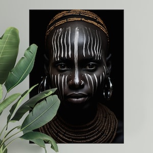 Afrikanische Frau Kunstdruck | PHYSISCHES DRUCKPOSTER | Afrocentric Wandkunst | Afrikanisches Porträt | Schwarzer Kunstdruck | Afrikanische Frau Wandkunst