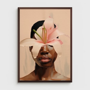 Black woman wall art | PHYSICAL PRINT POSTER | African portrait | Black art print | Black woman flowers art print