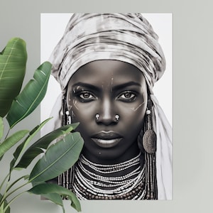 African woman art print | DIGITAL DOWNLOAD | Afrocentric wall art | African portrait | Black art print | African woman wall art