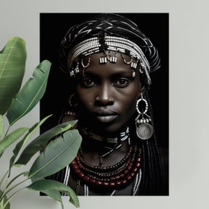 Afrikanische Frau Kunstdruck | PHYSISCHES DRUCKPOSTER | Afrocentric Wandkunst | Afrikanisches Porträt | Schwarzer Kunstdruck | Afrikanische Frau Wandkunst