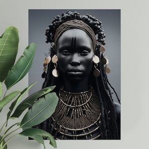 African woman art print | PHYSICAL PRINT POSTER | Afrocentric wall art | African portrait | Black art print | African woman wall art