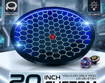 Custom 20 Inch Beyblade Arena: Glows with USB Blacklight for Tournaments.