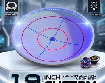 Custom 19 Inch Beyblade Arena: Glows with USB Blacklight for Tournaments.