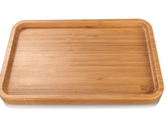 Shomory Holz-LED-Aufbewahrungsbox mit Rolltablett, Verriegelung, Bambus Shomory Holz-LED-Aufbewahrungsbox mit Rolltablett, Verriegelung, Bambus