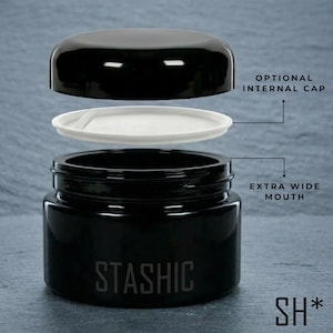 STASHIC 2x UV Glass Jar - Smell Proof Jar - 100ml Airtight Ultra Violet Glass Jar Container (2 PACK) image 3