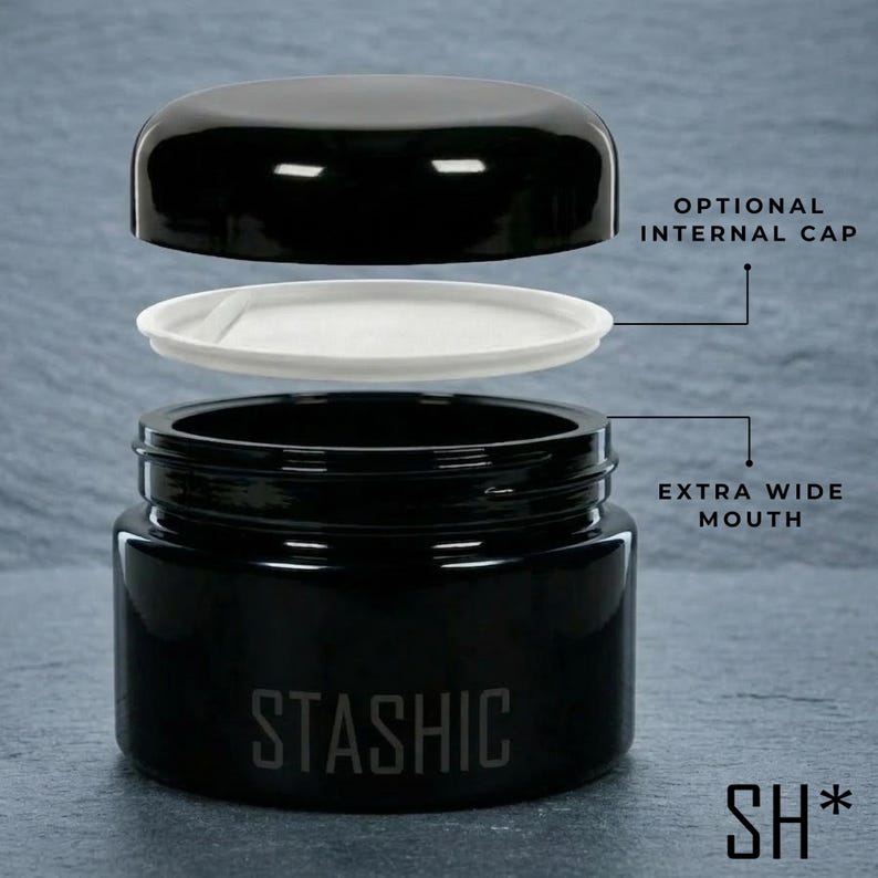 STASHIC 2x UV Glass Jar - Smell Proof Jar - 100ml Airtight Ultra Violet Glass Jar Container (2 PACK) image 3