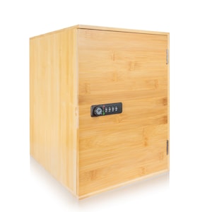 SUREBOX Lockable Box XL - Bamboo - 26Litre Lock Box - 4 Digit Combination Lock - Premium Secure Home Storage