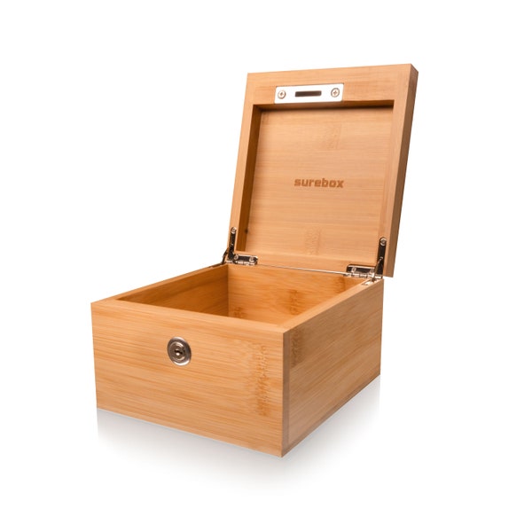 SUREBOX Small Lockable Box - Bamboo - Lock & Key - Stash Box - Discreet Safe Home Storage