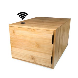 SUREBOX Lockable Box - Bamboo - 12 Litre Lock Box - Smart Lock - TTLock App - Premium Smart Safe Home Storage