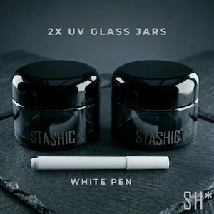 STASHIC 2x UV Glass Jar - Smell Proof Jar - 100ml Airtight Ultra Violet Glass Jar Container (2 PACK) image 6