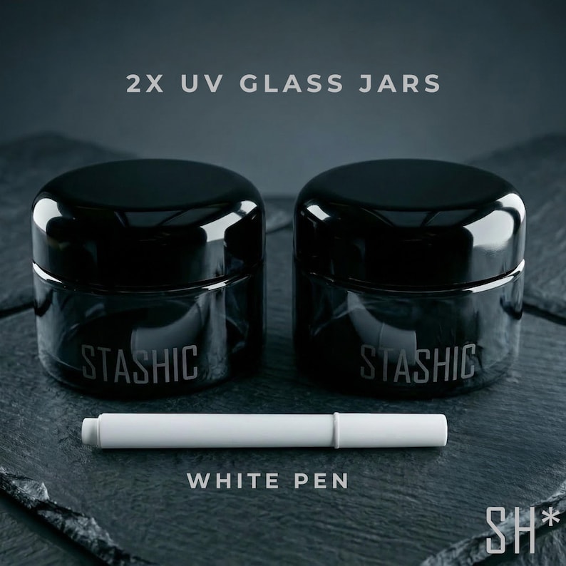 STASHIC 2x UV Glass Jar - Smell Proof Jar - 100ml Airtight Ultra Violet Glass Jar Container (2 PACK) image 6