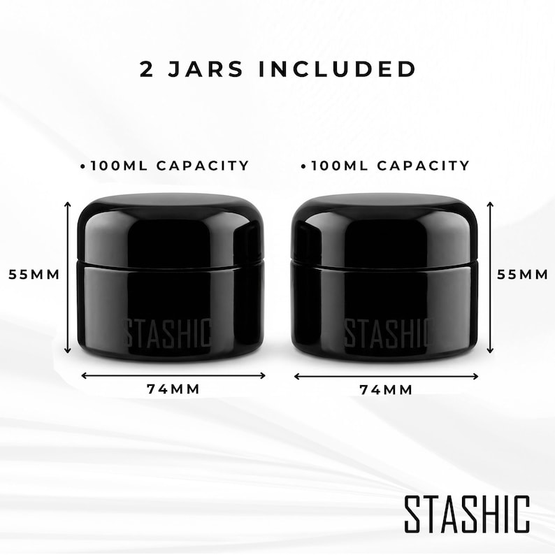 STASHIC 2x UV Glass Jar - Smell Proof Jar - 100ml Airtight Ultra Violet Glass Jar Container (2 PACK) image 4