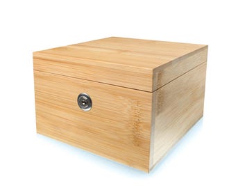 SUREBOX Kleine Abschließbare Box - Bambus - Schloss & Schlüssel - Sichere Aufbewahrung zu Hause