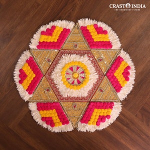 Crasto India Handcrafted Festive Rangoli #62 for Diwali, Weddings, Home Decor, House Warming, Eid, Onam, Pongal, Ganesh Chaturthi, New Year
