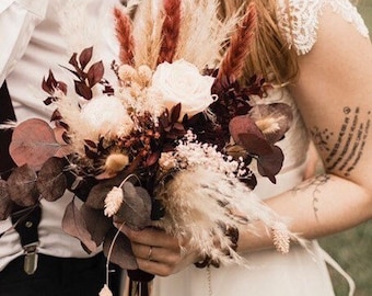 Bouquet de mariée en fleurs séchées *oldrose*