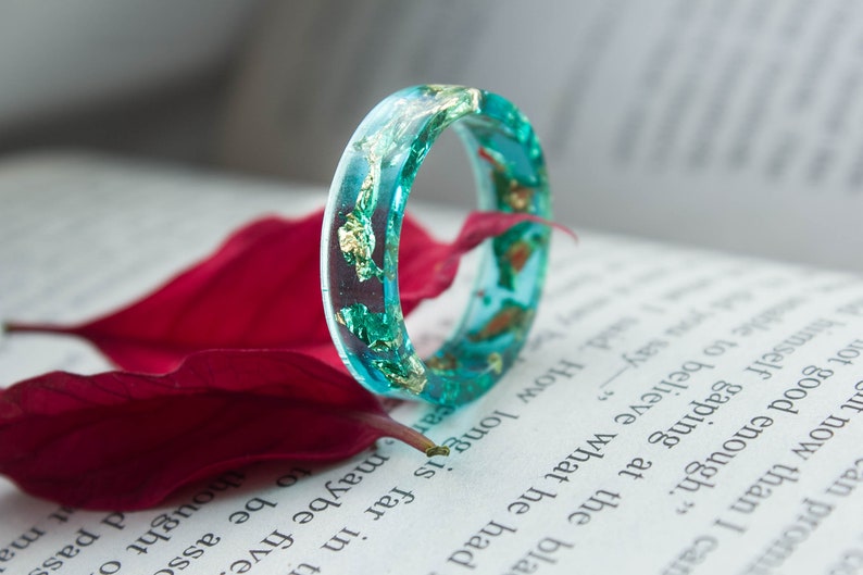 Ocean Resin ring Blue Mermaid Ring Summer Sea beach Ring | Etsy