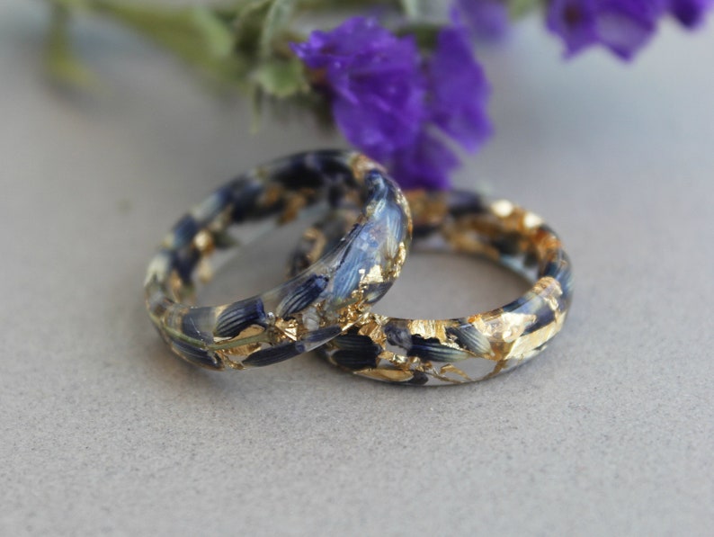 Resin Ring With Pressed Lavender Flowers Wedding Forest Ring - Etsy