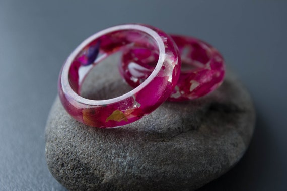 real rose dark red jewelry Resin jewelry Rose Leaf Resin Ring real flowers ring rose ring real flower jewelry gift
