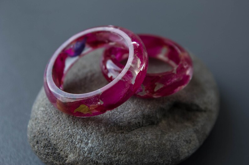real rose dark red jewelry Resin jewelry Rose Leaf Resin Ring real flowers ring rose ring real flower jewelry gift