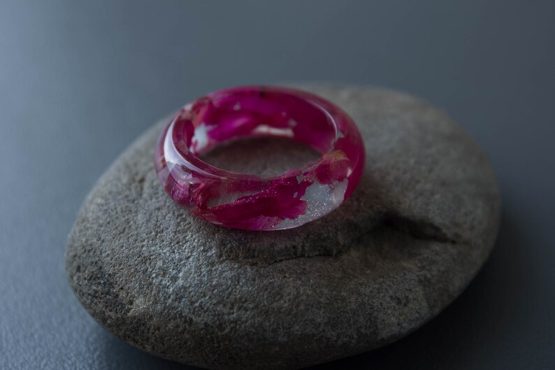 real rose dark red jewelry Resin jewelry Rose Leaf Resin Ring real flowers ring rose ring real flower jewelry gift