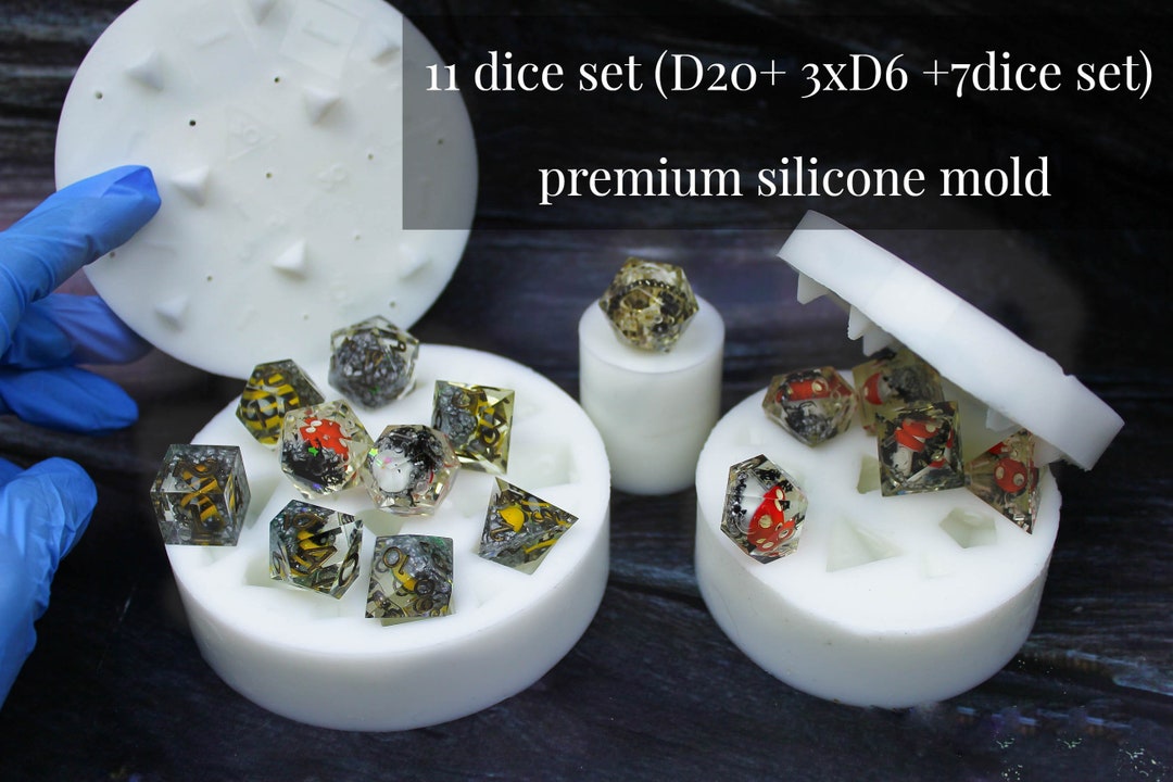 Silicone DND Dice Mold for Resin 7 RPG Dice Set Silicone Mold for