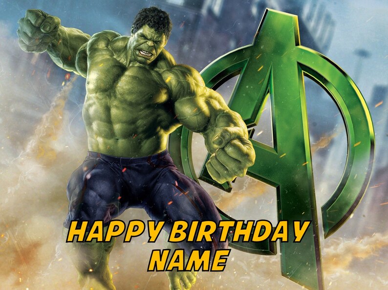 Lego Avengers Hulk birthday party Edible Cake Topper 1//4 sheet