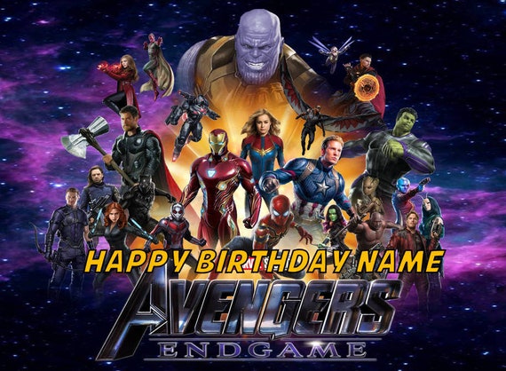 Avengers Endgame Iron Man Captain America Marvel Thor Hulk Edible Image Birthday Cake Topper 14 Sheet Personalized