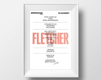Fletcher UK Tour Setlist (w/ your date) - Fan Souvenir - Print At Home PDF
